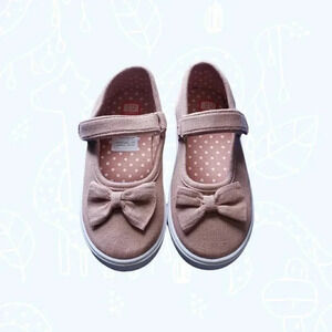 Girl bow decor polka dots liner canvas shoes size 10 pink